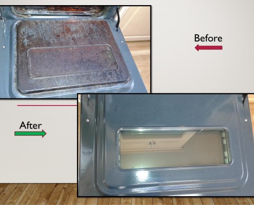 before, after, oven, clean, scrape, wipe